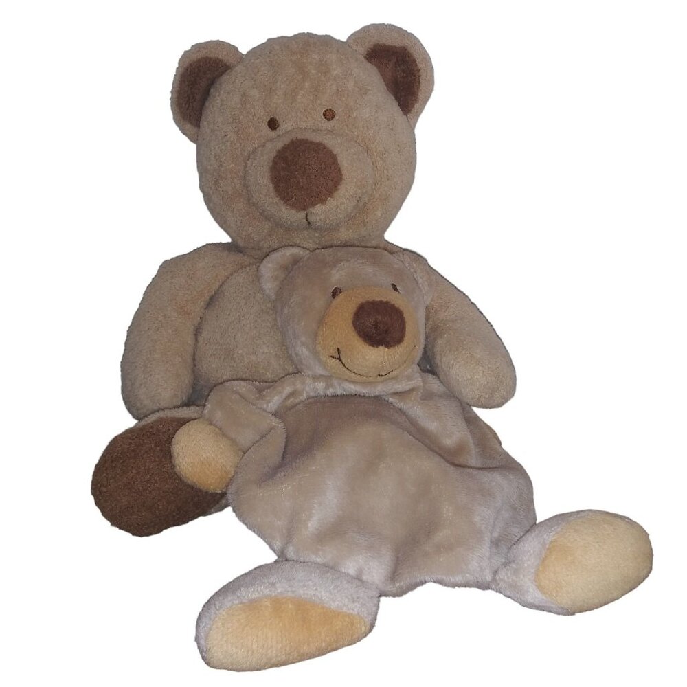 Ty Pluffies Stuffed Tan Bear Tylux Plush Flat Baby Bear Lot of 2